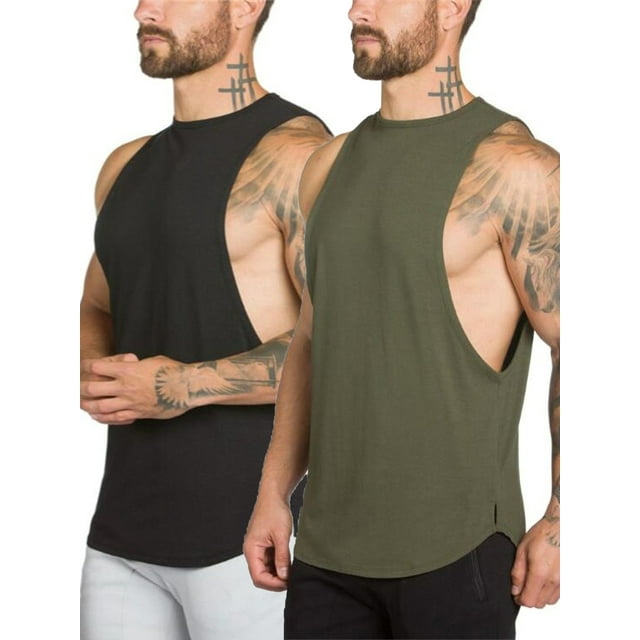MAWCLOS Débardeur de Course Séchage Rapide pour Hommes 2 Pack Débardeurs de Musculation Sans Manches Col Rond