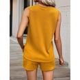 thumbnail image 5 of Mawalde 2 Piece Short Set for Women Sleeveless Halter Tank Top and Shorts Lounge Set Two Piece Summer Vacation Beach Set Yellow L, 5 of 6