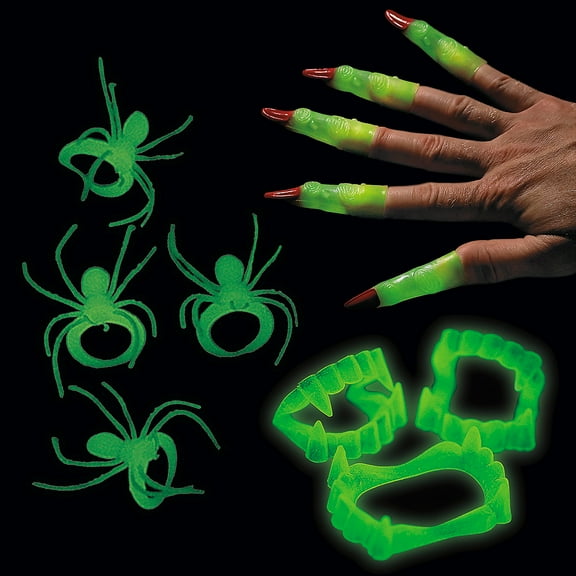 Glow-in-the-Dark Creepy Halloween Accessories Kit Bulk 288 Pc