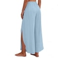 thumbnail image 6 of PBFRDSJ Loose Pants for Women Drawstring Elastic Waisted High Slit Wide Leg Pants Casual Comfy Palazzo Flowy Trousers, 6 of 8