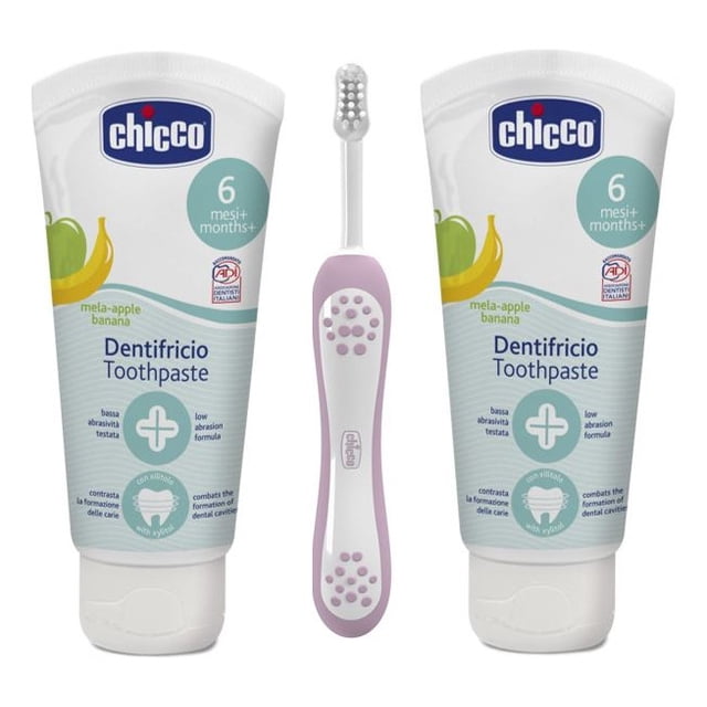 Chicco Paquete De Dos Pastas Plátano + Cepillo De Dientes