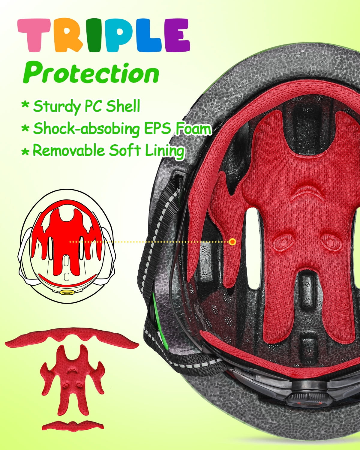 VICTGOAL Kids Bike Helmet Lightweight 3D Safety Helmet for Boys & Girls, Fits 50–54cm, for Cycling, Scooter, Skating