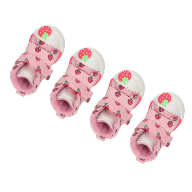 Zapatos para perros antideslizantes de lona transpirables, lindas botas de fresa para perros pequeños, osito de peluche, bichón, pomerania 4