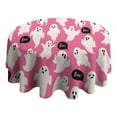 thumbnail image 4 of Pink Halloween Ghosts with Boo Round Tablecloth 60"x60",Wrinkle Wipeable Table Cloth for Kitchen Dining Room Picnic Patio Party, 4 of 6