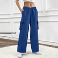 thumbnail image 7 of yievot Wide Leg Sweatpants for Women, Fleece Loose Fit Open Bottom Lounge Womens Cargo Sweatpants with Pockets, 7 of 7