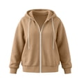 thumbnail image 5 of Axdhxbd Full Zip Hoodie for Women Plus Size Winter Long Sleeve Drawstring Hoodies Sweatshirts Loose Casual Solid Color Sweatshirt Jacket with Pockets Khaki L-5XL, 5 of 9