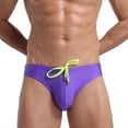 thumbnail image 5 of sunsanly Low Rise High Elasticity Swimming Trunks Men Solid Color Drawstring Surf Briefs Beachwear, 5 of 8