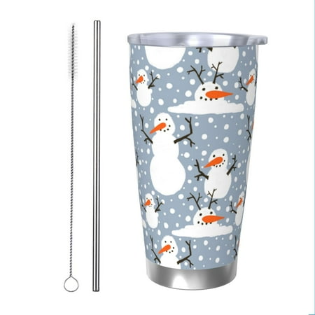

KLL Happy Snowmen Snowfall Print 40oz Stainless Steel Insulated Car Cup with Spillproof Lid - Keep Your Drink Hot or Cold on the Go-Straw Two-piece Set