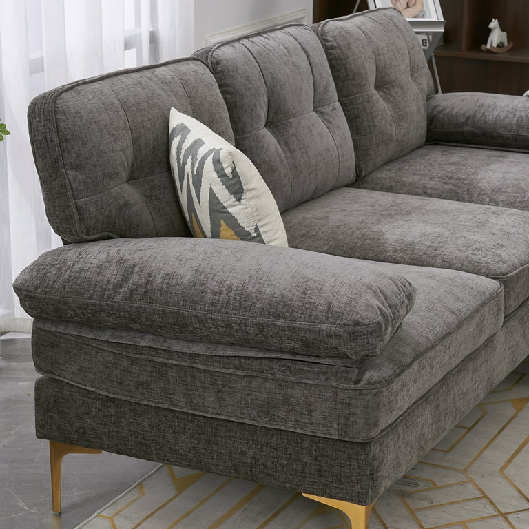kelen コクーンサカート グレー FREE SIZE Ktaxon Small Space Sectional Sofa Set, L Shaped Linen Couch