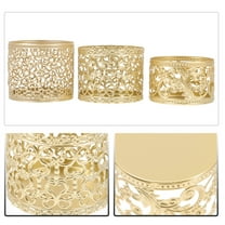FONDOTIN Golden Candle Holder Metal 3Pcs Vintage Style For Home Living Room And Bedroom