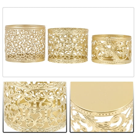FONDOTIN Golden Candle Holder Metal 3Pcs Vintage Style For Home Living Room And Bedroom
