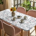 thumbnail image 3 of Spring Flowers Table Cloths for 3 Foot Rectangle Tables, Blue Pink Floral Leaves Pastoral Botanical Patio Waterproof Elastic Fitted Tablecloths, Washable Rectangular Table Cover for Camping, 3 of 8