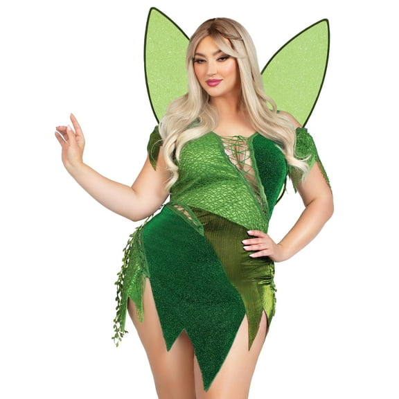 Leg Avenue Women's Plus Size Forest Fairy Halloween Costume, Green, 1X-2X