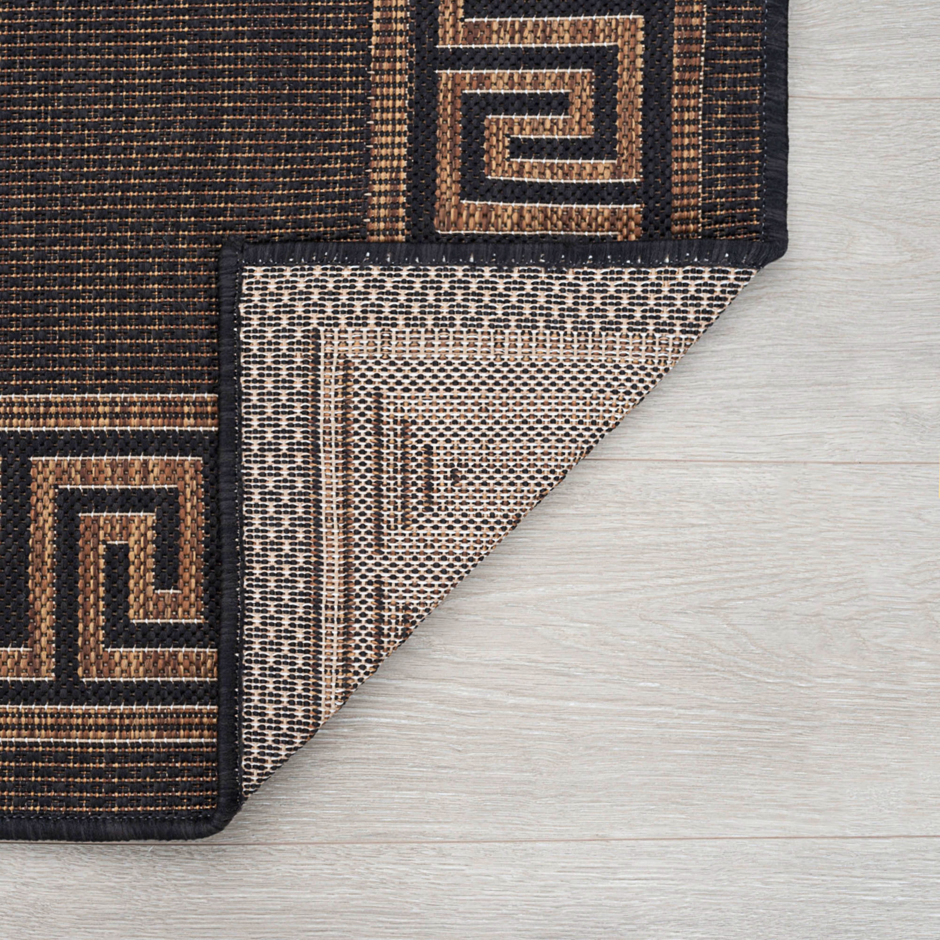 8x10 Water Resistant, Large Indoor Outdoor Rugs for Patios, Front Door Entry, Entryway, Deck, Porch, Balcony | Outside Area Rug for Patio | Gold, Greek Key | Size: 7'10'' x 10'2''