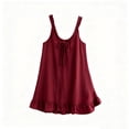 thumbnail image 4 of Tqcoqu Summer Mini Dresses for Women,Tie Front Ruffle Hem Sleeveless Mini Beach Dress,2026 Trendy Basic Dresses,Wine Women's XS-XXL, 4 of 5