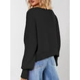 thumbnail image 4 of Women'S Oversized Batwing Sweaters 2025 Fall Outfits Trendy Crewneck Knit Side Slit Fashion Pullover Tops Black L, 4 of 5