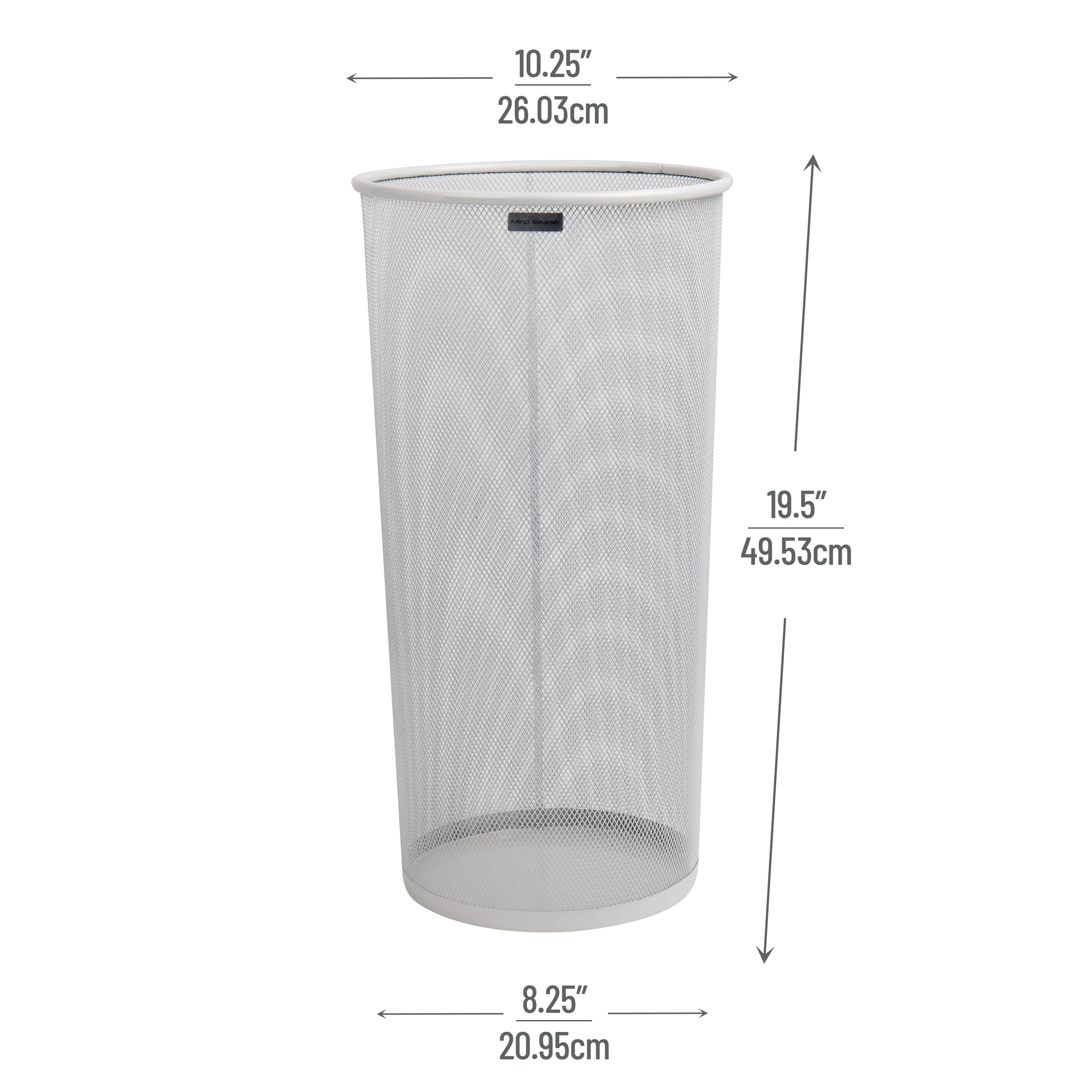 Mind Reader Umbrella Stand, Multi-Purpose Mesh Storage Stand, Organizer for Office and Entryway, Metal, White