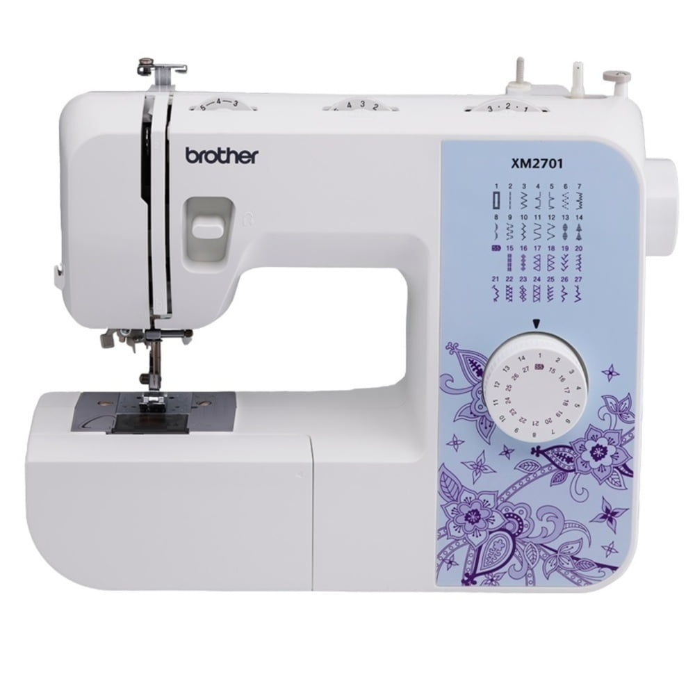 Brother XM2701 27 Built-In Stitches 63 Stitch Functions Automatic Needle Threader LED Sewing Machine Bundle with 12 Color Sewing Thread Kit (13 Items)
