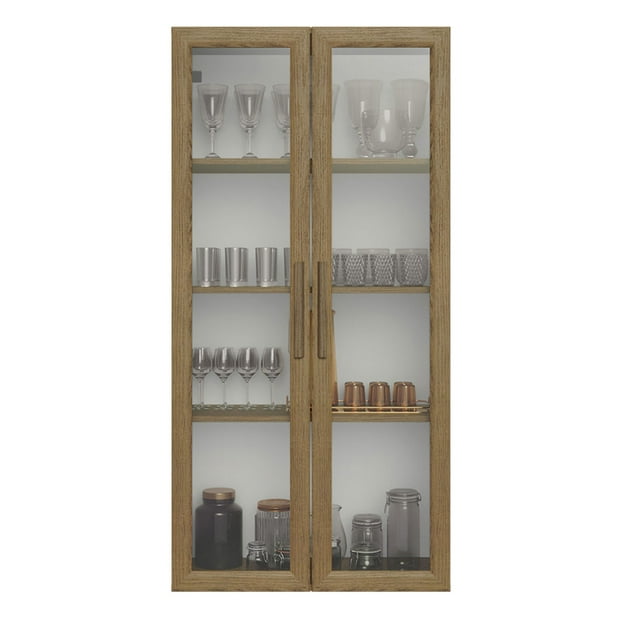 Mueble Armario De Vidrio Madesa 2 Puertas Con Pies Marrón 02