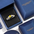 thumbnail image 5 of Gem Stone King 925 Sterling Silver and 10K Yellow Gold Yellow Sapphire and White Lab Grown Diamond 3 Stone Engagement Ring for Women (0.59 Cttw, Gemstone September Birthstone, Size 6), 5 of 6