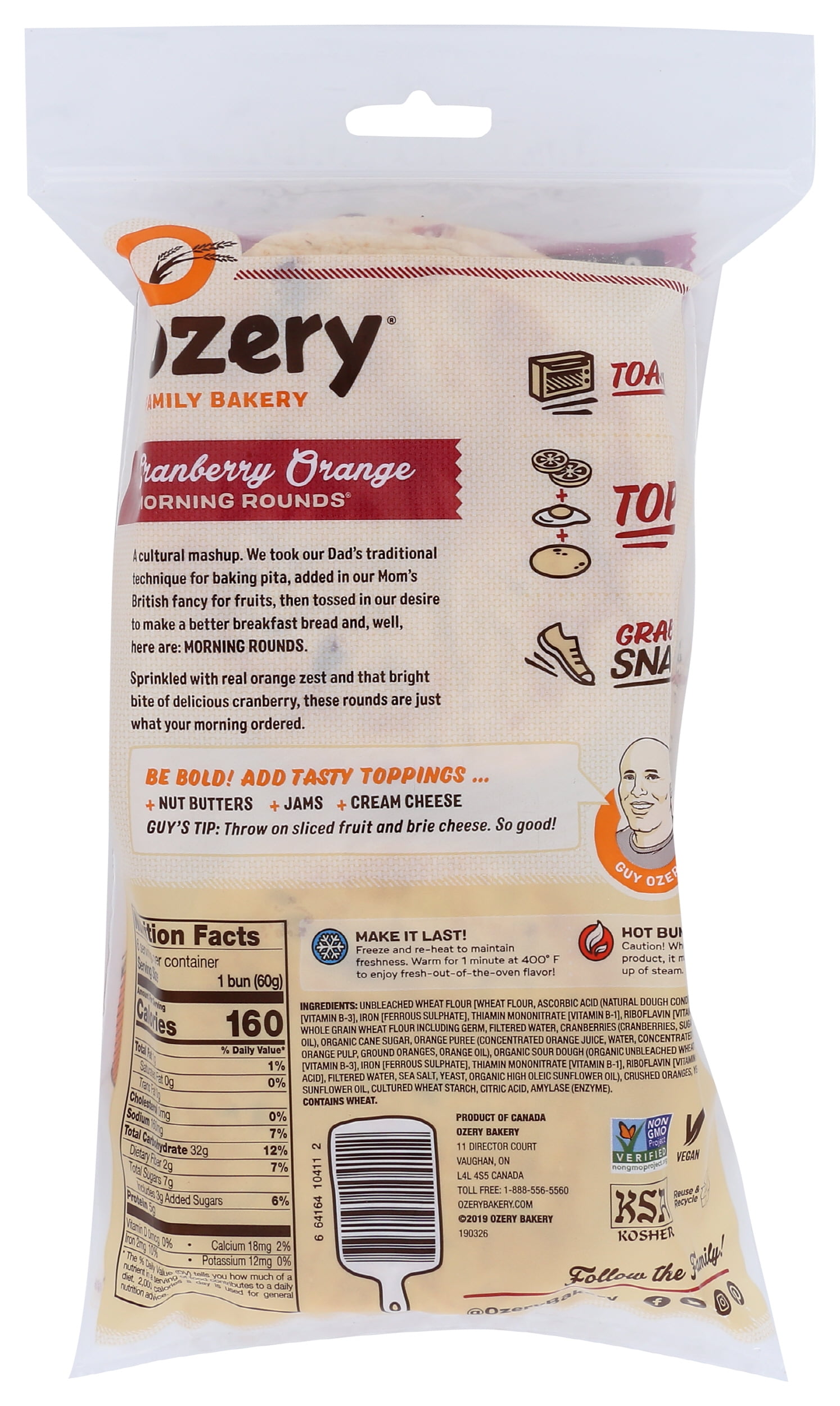 (Pack of 6) Ozery Morning Rounds, Cranberry Orange, 12.7oz
