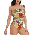 thumbnail image 3 of Goofa Fall Maple Leaves Pattern Women's One Piece Swimsuits Tummy Control Bathing Suits Asymmetric One Shoulder Swimwear-Large, 3 of 6