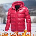 thumbnail image 2 of Quinlirra Mens Winter Jacket with Hood Shiny Hooded Reflective Down Jacket Cotton Jacket, 2 of 5