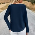 thumbnail image 5 of Jinhomg Long Sleeve Shirts for Women Crew Neck Lace Splicing Shirts Trendy Dressy Solid Waffle Knit Pullover Tops Navy,S, 5 of 7