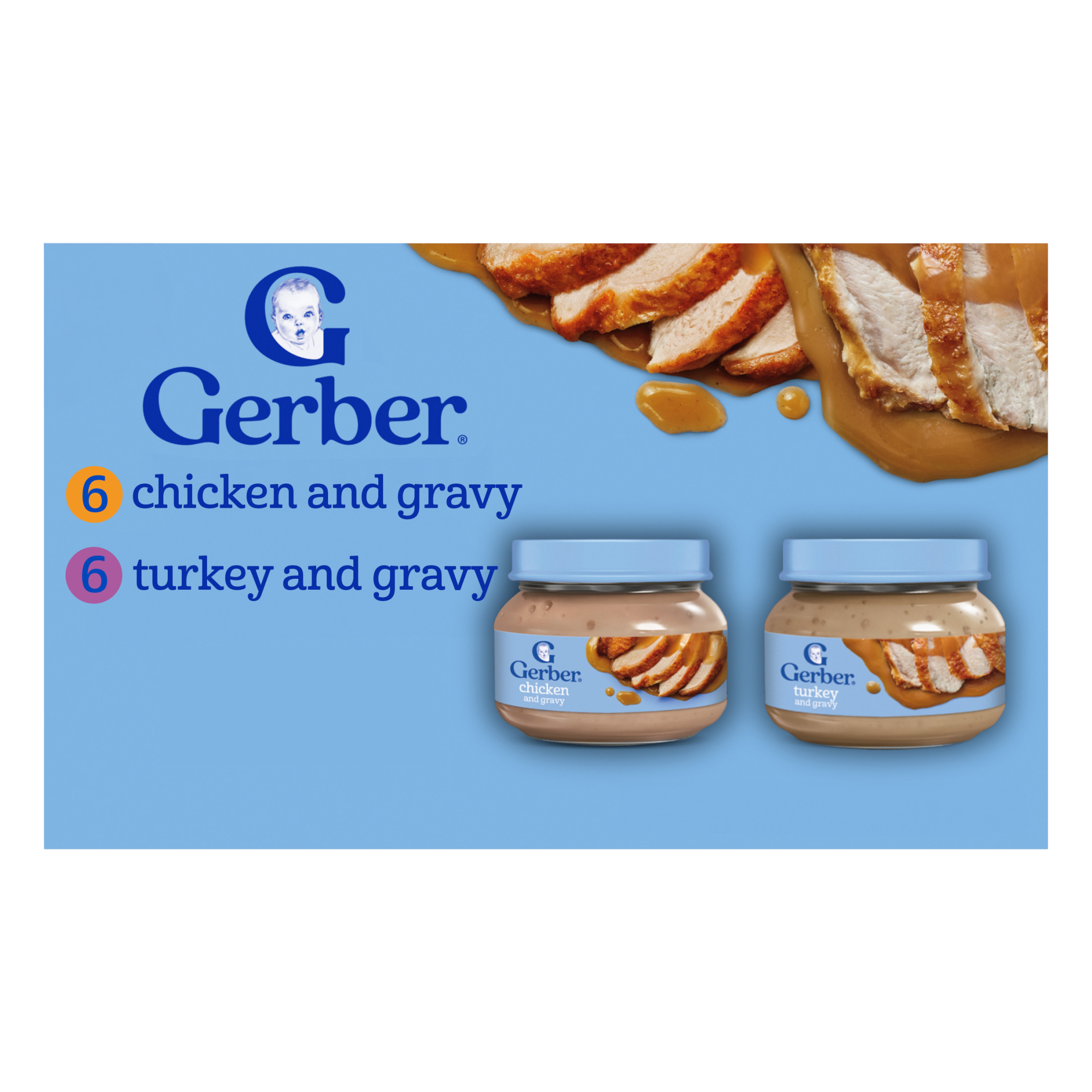 Gerber 2nd Foods Puree Favorites, Chicken and Turkey Baby Food Variety Pack, 2.5 oz Jars (12 Pack)