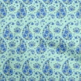 thumbnail image 1 of oneOone Cotton Poplin Turquoise Blue Fabric Asian Paisley With Floral Dress Material Fabric Print Fabric By The Yard 42 Inch Wide, 1 of 1