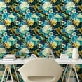 thumbnail image 2 of Ambesonne Flowers Peel & Stick Wallpaper for Home, Floral Botany Pattern Print, 13"x36", Mustard Teal Blue, 2 of 5