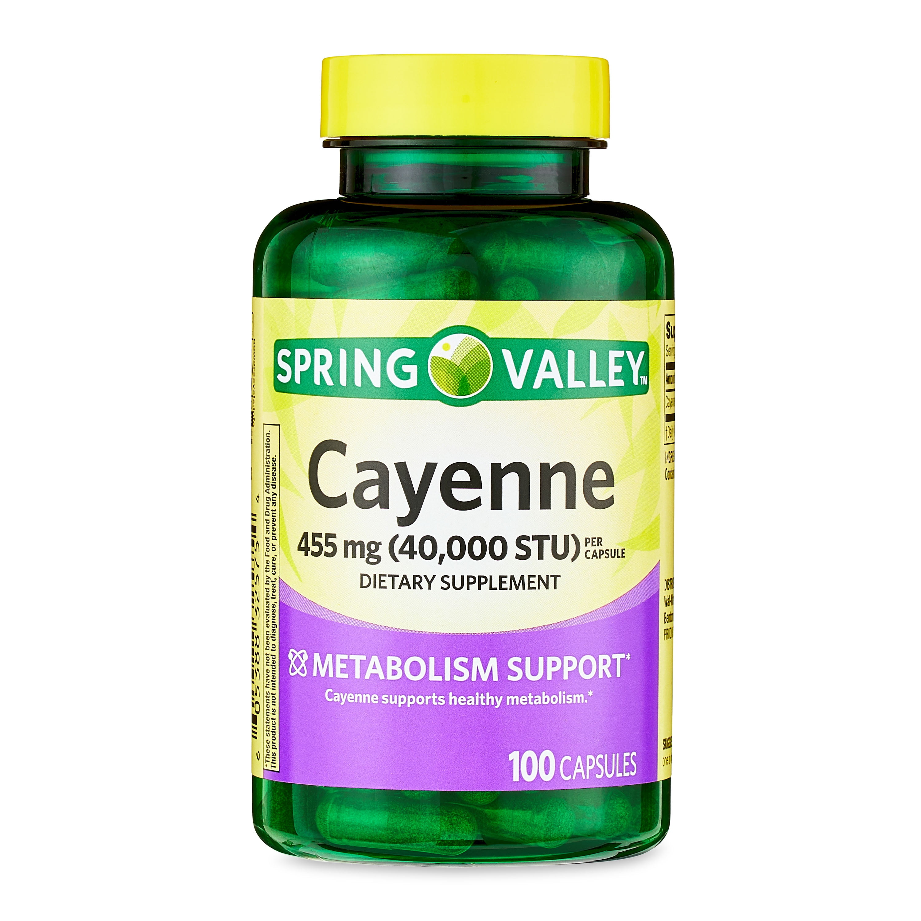 Spring Valley Cayenne Capsules Dietary Supplement, 455 mg, 100 Count