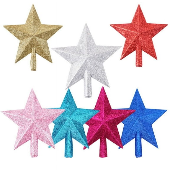 Xuniizn Star Tree Topper, Glitter 3D Shatterproof Star, Christmas Tree Top Decor for Indoor Outdoor Holiday Home Party, Plastic, Hot Pink