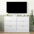 thumbnail image 5 of CASEMIOL White Wood 6 Drawer Dresser for Bedroom, Modern Chest of Drawers with Large Storage Cabinet for Living Room Hallway Entryway, Gold Handle, 5 of 11