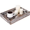 Rustic Whitewashed Wood Food Serving Tray Cutout Carrying Handles