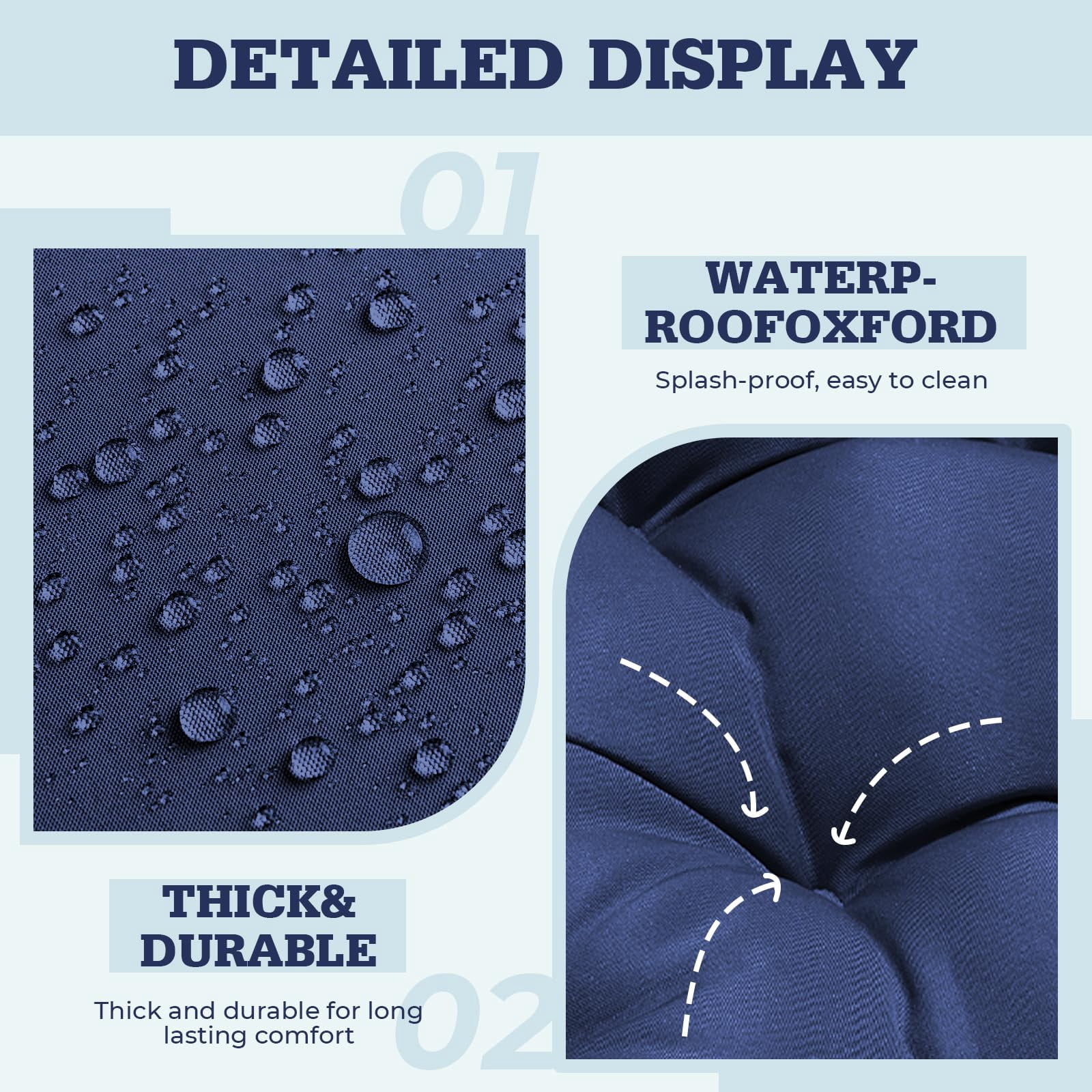 Outdoor egg Chair Cushion Replacement 51x37 Inch,Thicken Foldable Removable Waterproof Egg Chair Cushions with Headrest,Rocking Chair Cushions for Indoor Outdoor Patio Garden,Bule
