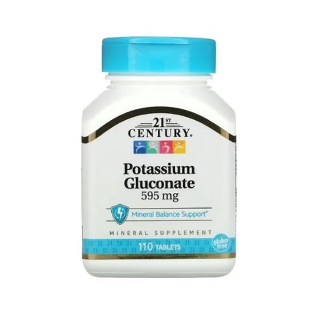 Gluconato de Potasio 595mg 21st Century 110 tabletas Premium