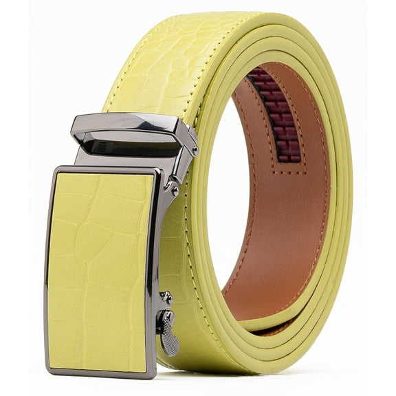 Men's Genuine Leather Crocodile Design Dress Belt with Automatic Buckle