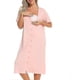 thumbnail image 4 of Women's Maternity Nightgowns Short Sleeve Hospital Childbirth Nightgown Sleepwear Modal Cotton Nightgown With Comfortable Buttons, 4 of 5