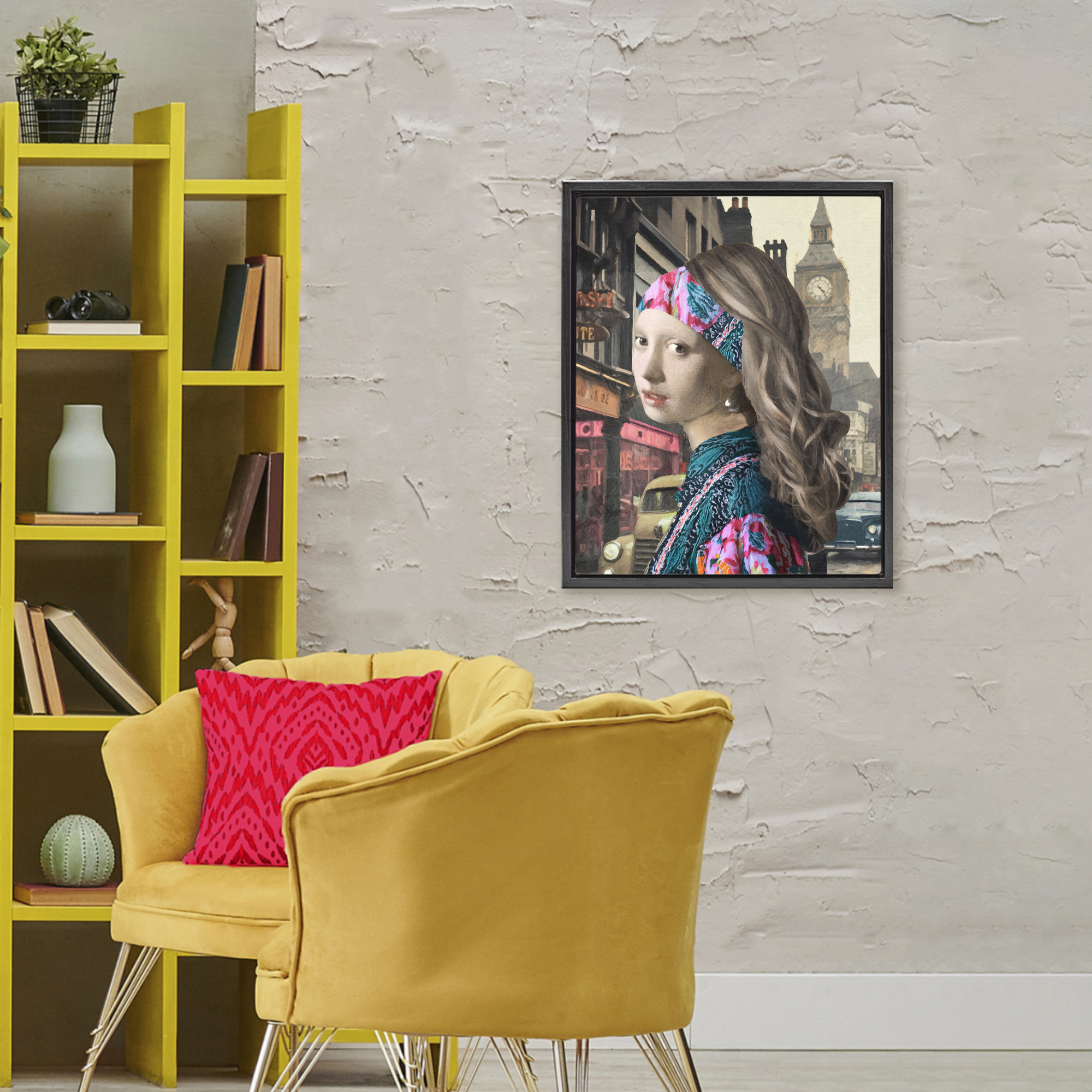 Carnaby Street Remix Painting Black Framed Floater Canvas Wall Art, design by Sasha