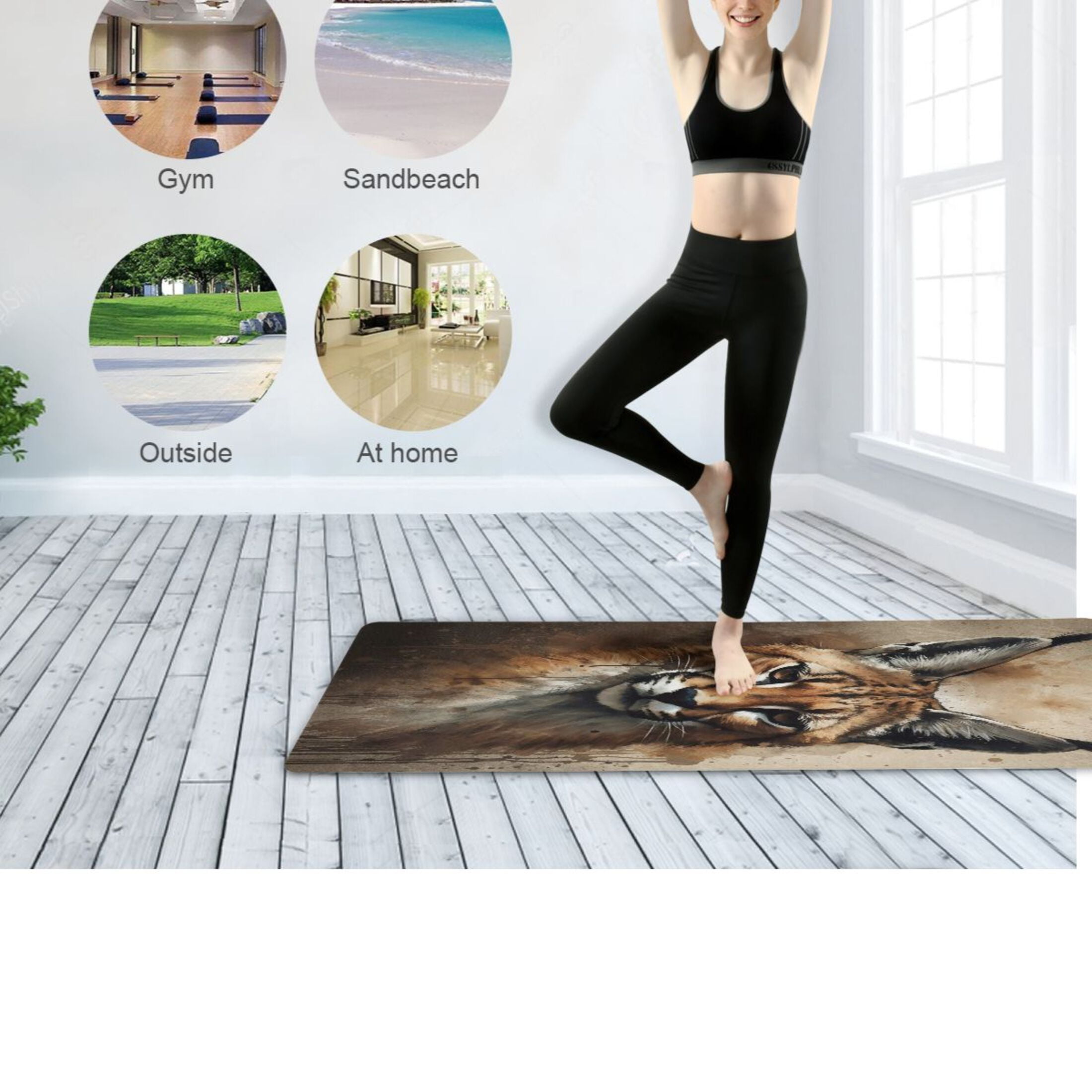 BZSMCE Yoga Mat Women Fitness Mat Watercolor Wildcat Pattern