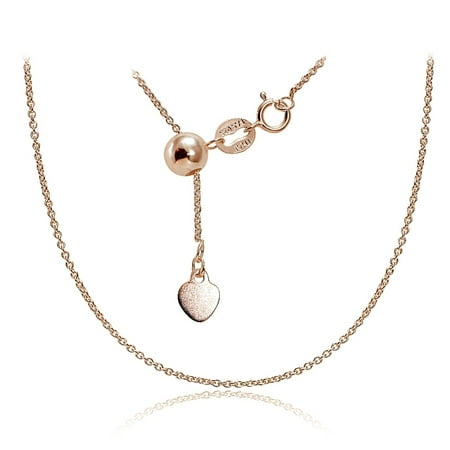 - Rose Gold over Sterling Silver 1.5mm Rolo Adjustable Chain Necklace 20