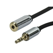 Monoprice Audio Cable - 12 Feet - Black | 3.5mm Male Plug to 3.5mm Female Jack for Mobile, Gold Plated