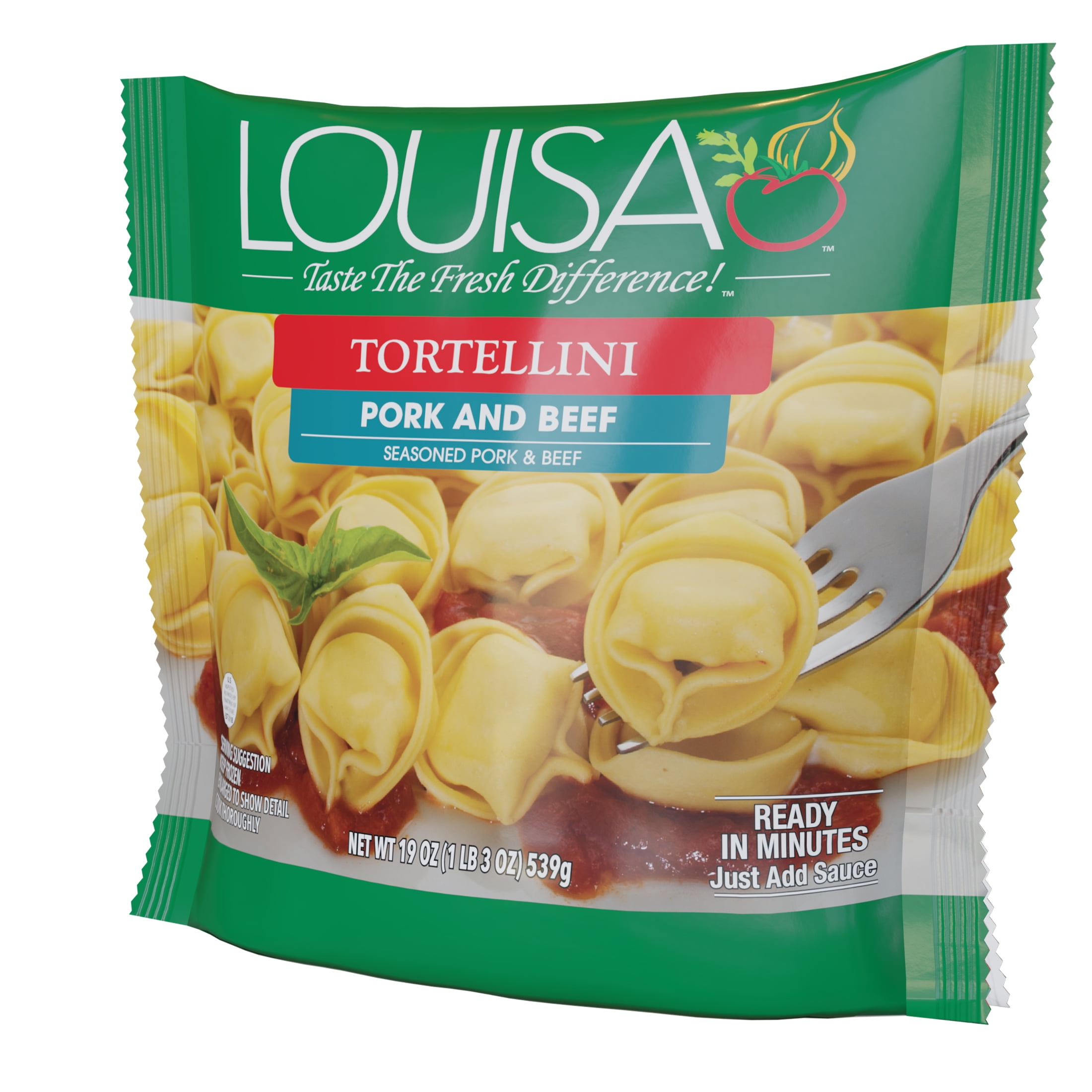 Louisa Seasoned Pork and Beef Meat Tortellini, 19 oz Bag – Frozen Pasta Appetizer with Savory Meat Filling, Boil & Serve