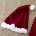 thumbnail image 6 of Generic Kids Christmas Clothes Toddler Baby Girls Suit Xmas Patchwork O Neck Fall Winter Pullover Tops Pants Hat 3PCs Set Outfits Sweatshirt (3-4 Years,Red), 6 of 9