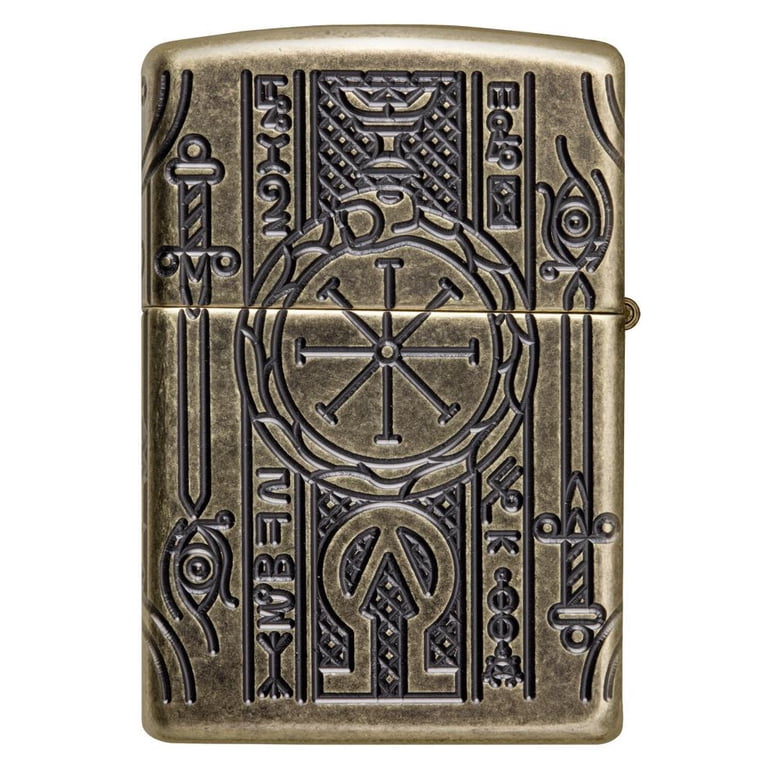 Zippo Armor Antique Brass Book of the Dead Pocket Lighter