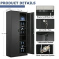 thumbnail image 6 of Metal Storage Cabinet, 71" H Locking Cabinet with 5 Adjustable Shelves, Garage Cabinet for Office, Home, Pantry-Black, 6 of 7