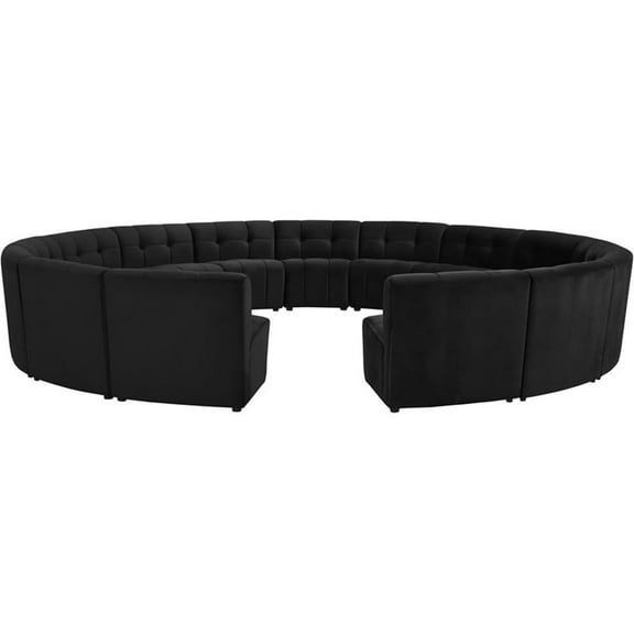 Maklaine 15-Piece Modular Contemporary Velvet Sectional Sofa in Black