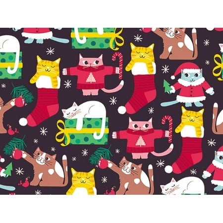 Pack of 1, Purrfect Holiday Wrapping Paper 26" x 833', Full Ream Roll for Celebration, Party, Holiday, Birthday and Events, Made in USA
