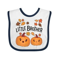 Inktastic Little Brother Pumpkins with Fall Leaves Boys Baby Bib